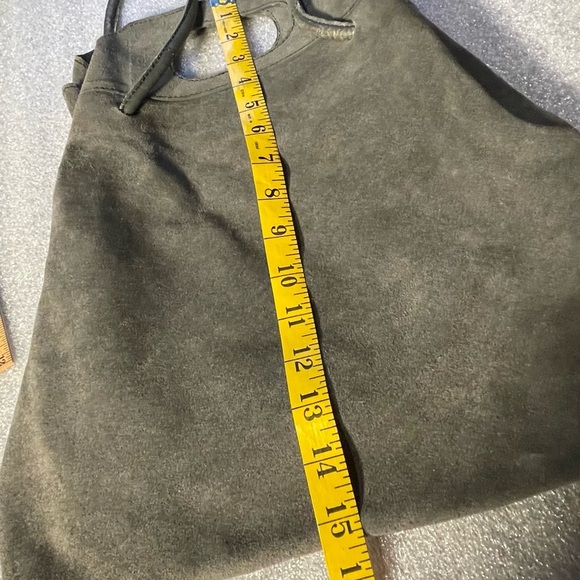 Free People Rosetta Top Handle Suede Shoulder Bag Gray Grey  flawed - Picture 5 of 11